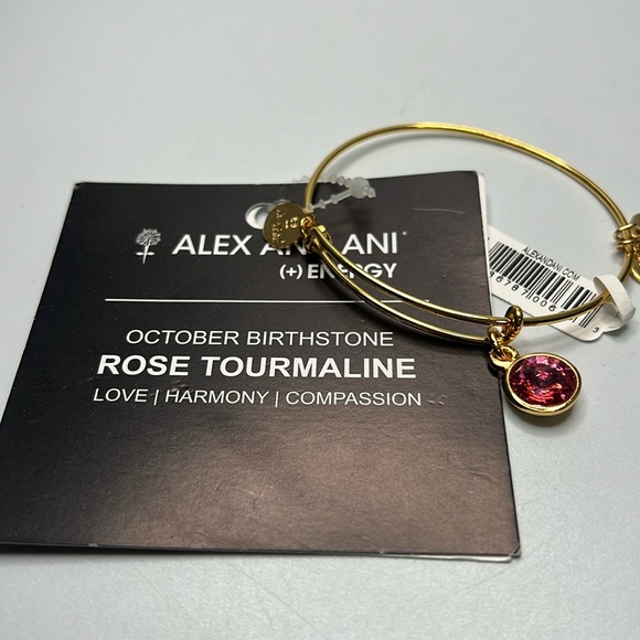 NWT Alex & Ani October Rose Tourmaline birthstone gold tone bracelet - Picture 1 of 2